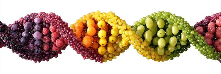 Poster - Stylized Fruit DNA Strand Created With an Array of Berries and Citrus Fruits Arranged in Vibrant Colors and Patterns