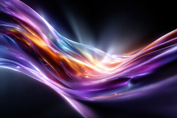Poster - Colorful abstract waves in a dark background creating a vibrant visual experience