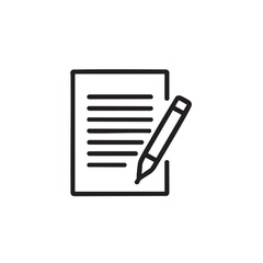 Poster - A minimalist line icon of a document with a pencil.