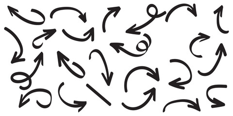 Poster - Hand drawn vector arrows doodle set on white background. design element vector illustration