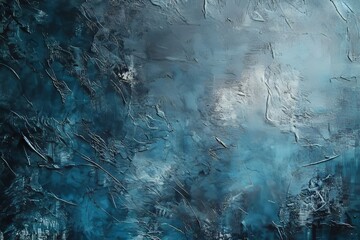 Poster - Contemporary Abstract Hand-Painted Texture in Dark Tones with Beautiful Blue Art for Visual Projects