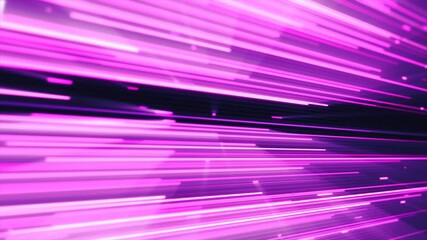 Poster - Bright pink glowing lines in rapid motion, creating a futuristic digital tunnel with vibrant energy and speed