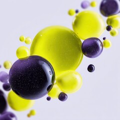 Aufkleber - Neon yellow and dark purple liquid droplets blend together smoothly, creating a clean, minimal white background.