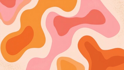 Aufkleber - Soft orange and pink liquid forms create a flowing, minimal design on a white background.