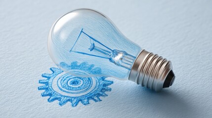 Poster - Unique light bulb featuring a drawing of a clock inside representing time management and innovative ideas