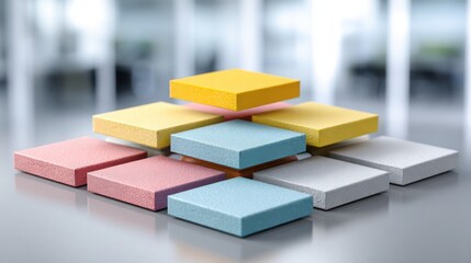 Poster - Creative stack of colorful blocks forming a vibrant heatmap representing business creativity intensity