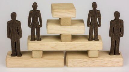 Poster - Wooden sculpture depicting a man and woman symbolizing business growth syndicate icon concept for structured diagram