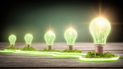 Poster - Collection of light bulbs representing innovative ideas and business narrative tracker conceptualizing storytelling arc