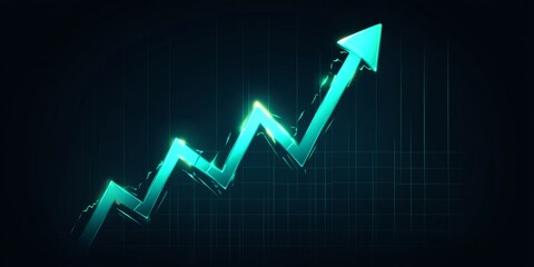 Poster - Dynamic Rising Vector Chart Illustrating Ascent and Improvement with Turquoise Line in Dark Theme