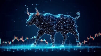 Poster - Dynamic Wireframe Representation of a Bullish Trend in Stock Market with Technical Lines and Points