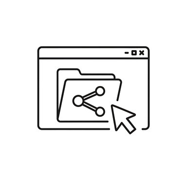 Share File Icon Browser Window with Folder and Share Symbol for Data Transfer