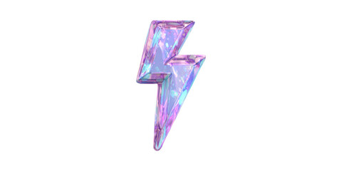 Poster - Holographic Lightning Bolt Icon. Symbol Of Energy And Innovation Isolated On Transparent Background