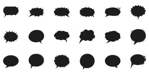 Poster - Speech Bubble Silhouette Set. Comic Style Communication Elements Collection. Isolated Vector Illustration