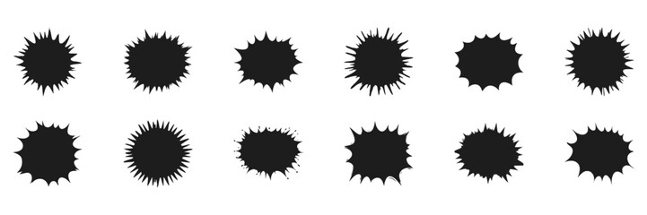 Poster - Black Starburst Shape Set. Dynamic Design Elements For Graphic Projects. Isolated Vector Illustration