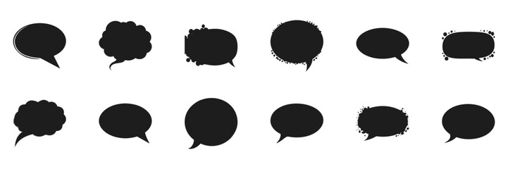 Poster - Speech Bubble Silhouette Set. Communication And Expression Collection. Isolated Vector Illustration