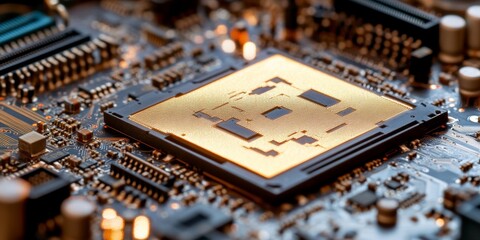 Poster - Neural Network Brain Chip Integration in High-Tech Motherboard for Computing Innovations