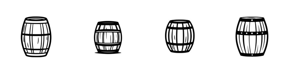 Poster - Variety of black barrel icons in distinct styles showcasing traditional craftsmanship
