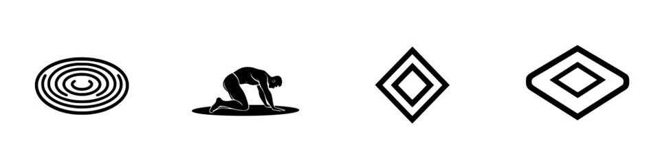 Poster - Black icon set showcasing abstract designs representing various concepts related to shapes and movement
