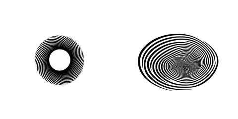 Poster - Black icon featuring swirling patterns in circular and elliptical forms on a white background