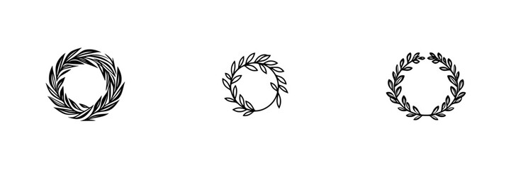 Poster - Decorative black icon collection of circular wreath designs suitable for various graphic projects or crafts