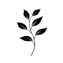 Poster - Stylized black leaf icon with smooth lines and abstract shape on a plain background