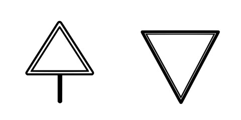 Poster - Black icons depicting triangular shapes on a simple background in a minimalist style suitable for various design projects