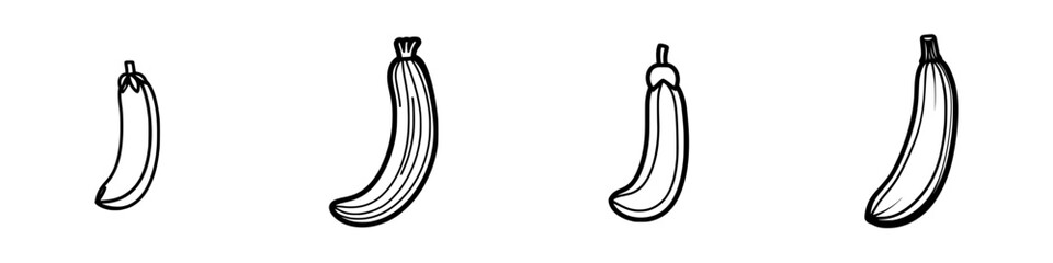 Poster - Illustrations of various types of bananas showcasing their unique shapes and sizes in a minimalist style