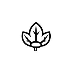 Poster - Icon of a stylized leaf design showcasing natural elements in black on a white background for minimalistic aesthetic