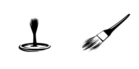 Poster - Black icon representing paintbrush and paint pot for artistic themes and creative projects