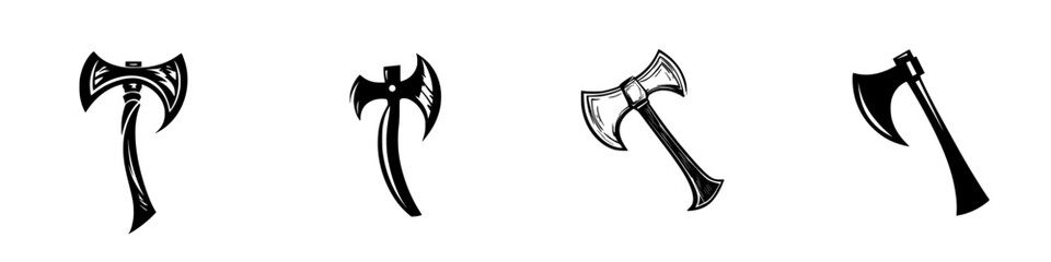 Poster - Collection of black axe icons showcasing various styles and designs for graphic use and artistic projects