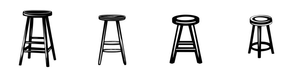Poster - Various designs of black stools showing different heights and shapes for versatile seating options in any space