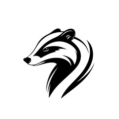 Poster - Iconic black graphic representing a badger in a minimalist style suitable for various design projects
