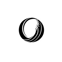 Poster - Black circular icon featuring a stylized wave design suitable for branding or artistic use