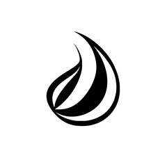 Poster - Black icon representing a stylized flame or drop shape suitable for various design applications and branding