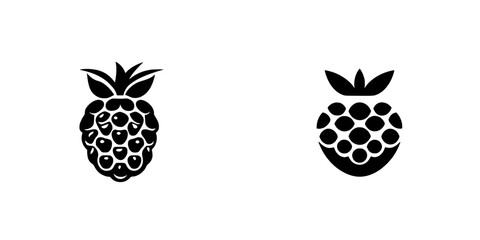 Poster - Black icon designs representing raspberries with a playful and modern style suitable for various graphic applications