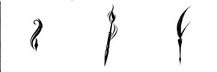 Poster - Artistic black icons representing various abstract shapes and forms suitable for digital designs and creative projects