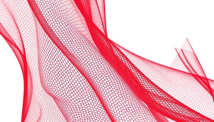 Red net fabric abstract design on white background minimalist style