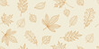 © Anna Volkova - Hand drawn autumn leaves seamless pattern in linear style on beige background
