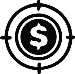 Poster - Targeted financial goal achievement symbol with a dollar sign in the center representing success and profit