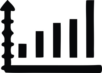 Poster - Stylized black and white bar graph illustration depicting upward trend with an arrow symbolizing growth and progress