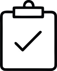 Poster - Simple hand drawn clipboard icon with a bold checkmark symbol indicating completion or approval