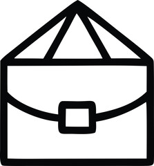 Poster - Simple black outline drawing of a messenger bag with a flap and buckle closure suitable for graphic design elements