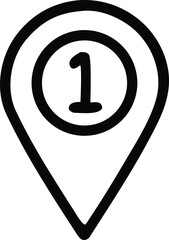 Poster - Simple hand drawn black and white marker icon with the number one inside a circle and concentric rings