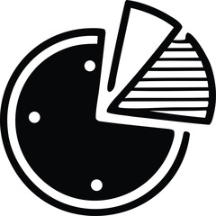 Poster - Stylized black and white pie chart icon with two distinct segments one solid and one striped representing data visualization