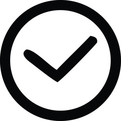 Poster - Simple black check mark inside a circle icon representing approval confirmation or task completion