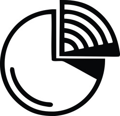 Poster - Stylized black and white pie chart icon representing data distribution and statistical analysis with a segmented portion showing growth or progress