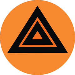 Fototapete - Concentric black triangles within an orange circle with a subtle textured background