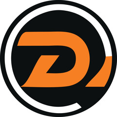 Poster - Bold orange letter d logo design with white and black circular accents representing modern branding and dynamic energy