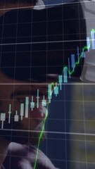 Poster - Animation of financial data processing over businessman wearing vr headset