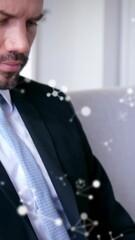 Poster - Animation of molecules over caucasian businessman using laptop